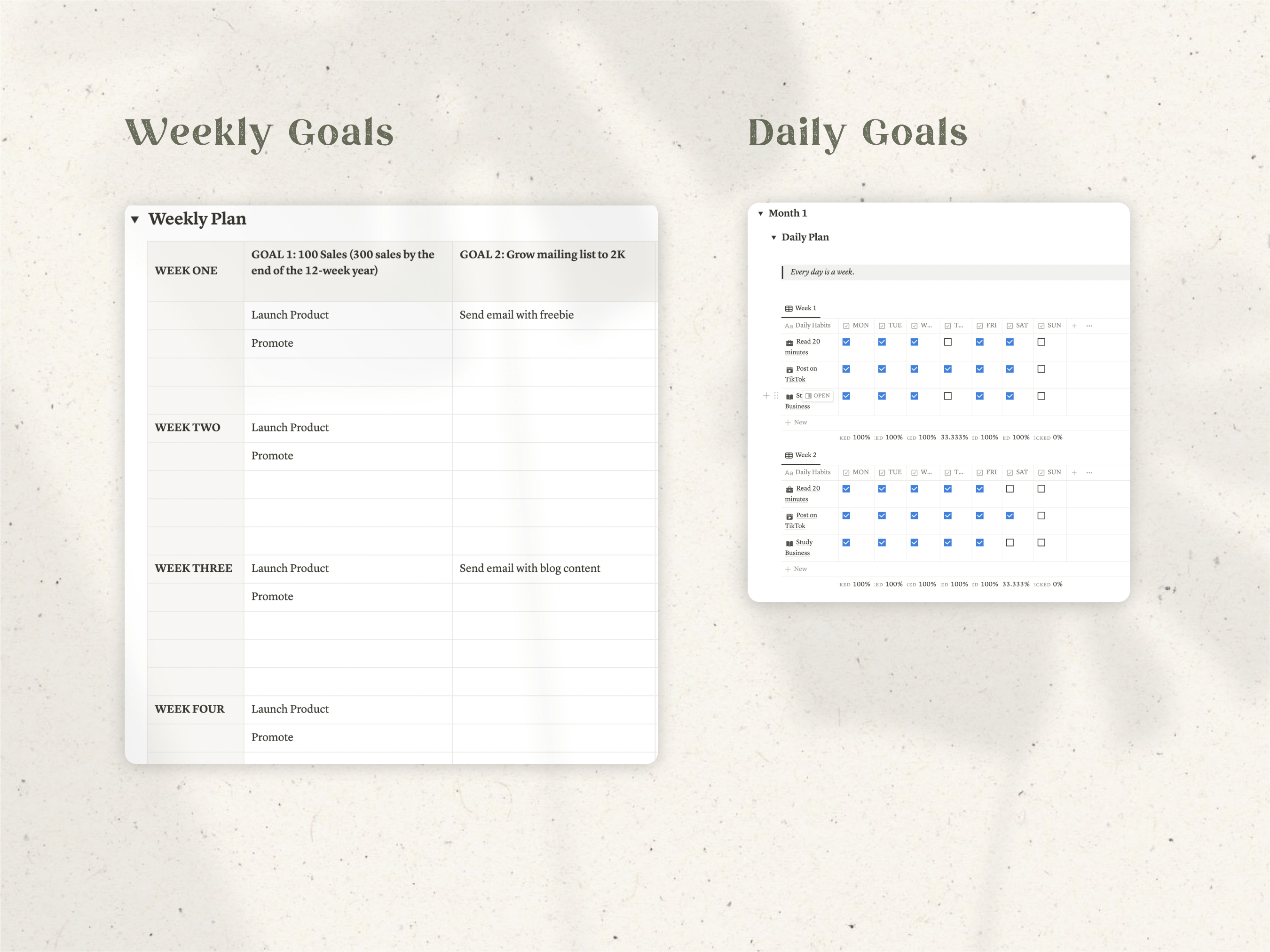 Notion template 12 week year to set 3 month goals.