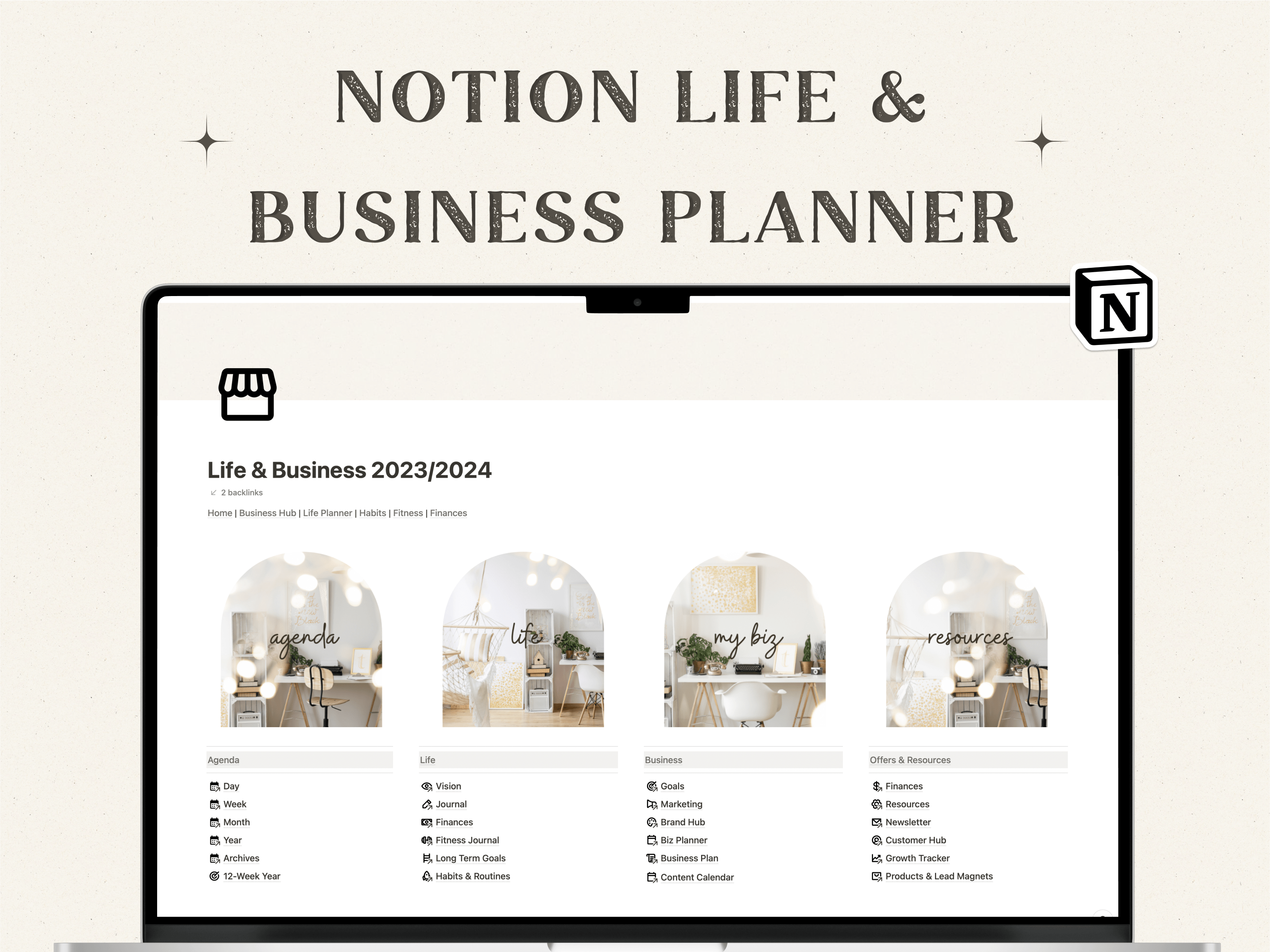 Notion Template for Life and Business.Notion Template All in one, Branding, Marketing, Habits, Finances