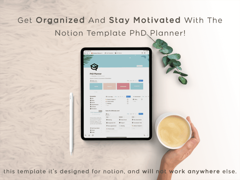 Notion Template PhD for Organising your Dissertation Thesis Project Notion PhD Planner with Dissertation Planner Notion Template for Student