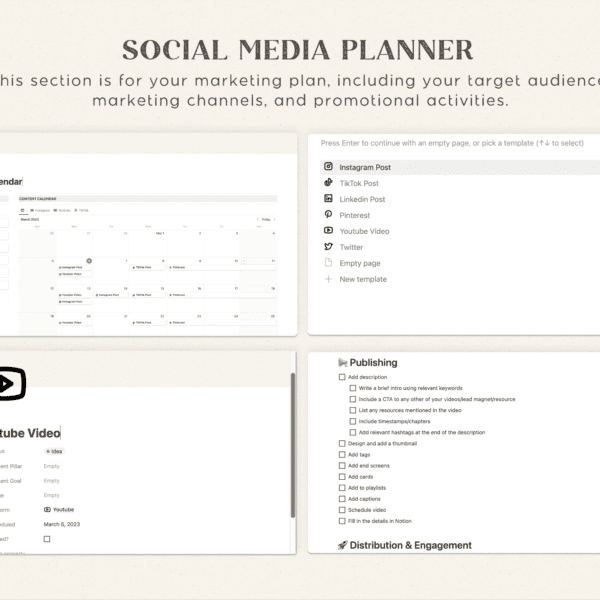 Notion Template Business Planner and Social Media Planner