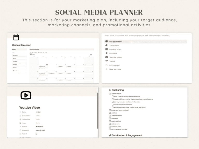 Notion Template Business Planner and Social Media Planner