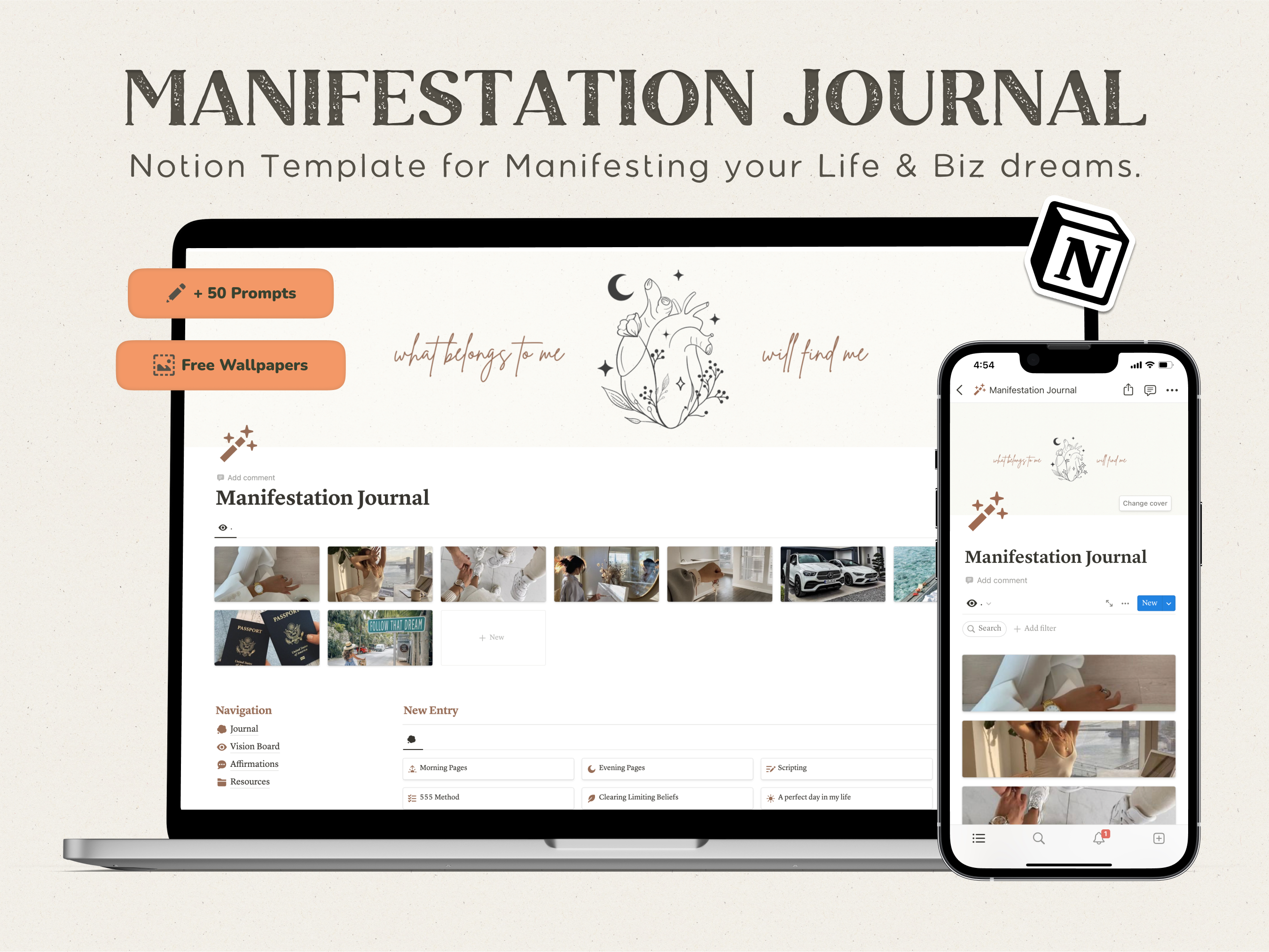 Manifestation Journal Notion Template for Life and Business