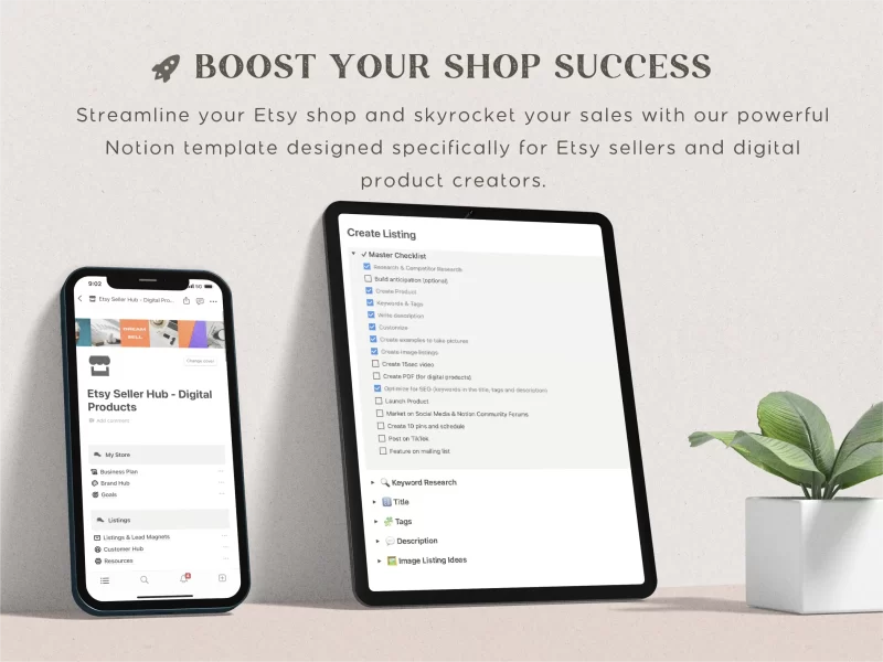 Notion Template Etsy Shop Planner for Digital Product Sellers | Boost Etsy Sales