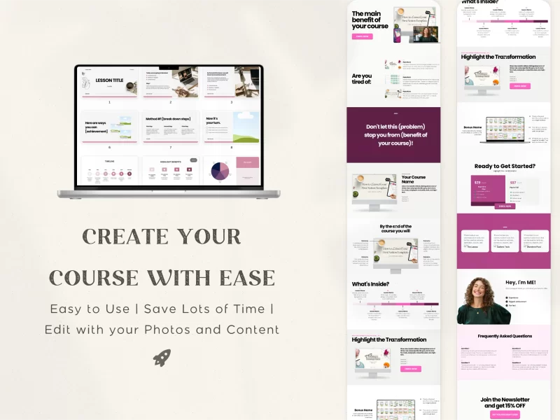 Online Course Creator Bundle, Notion Template and Canva Template for Course Creator, Canva Sales Page, Email Template, Course Planner Notion