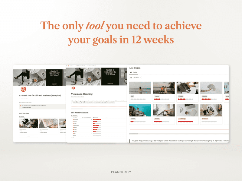 12 Week Year Notion template for business, coaches and creators.