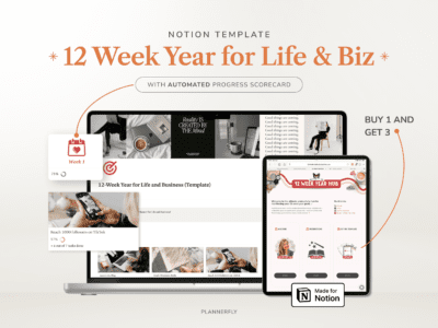 12 Week Year Notion template for business, coaches and creators.